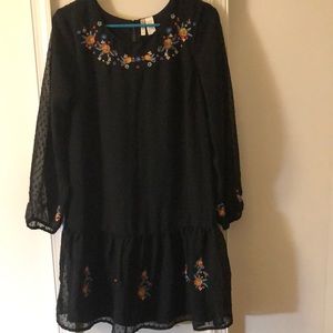 Black sheer sleeves dress